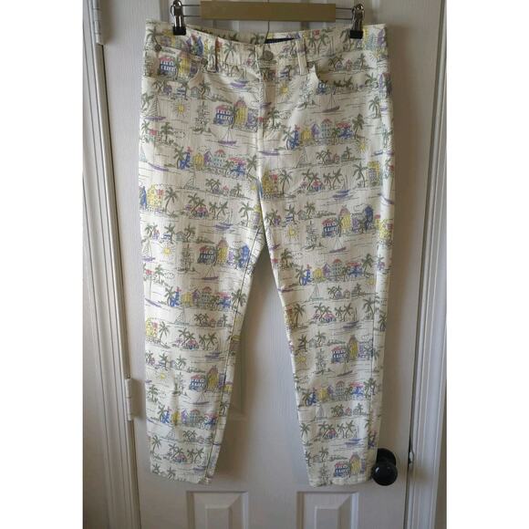 Talbots Island Print Crop Jeggings Sz 12 Tropical Beach Travel Pants - Picture 1 of 9